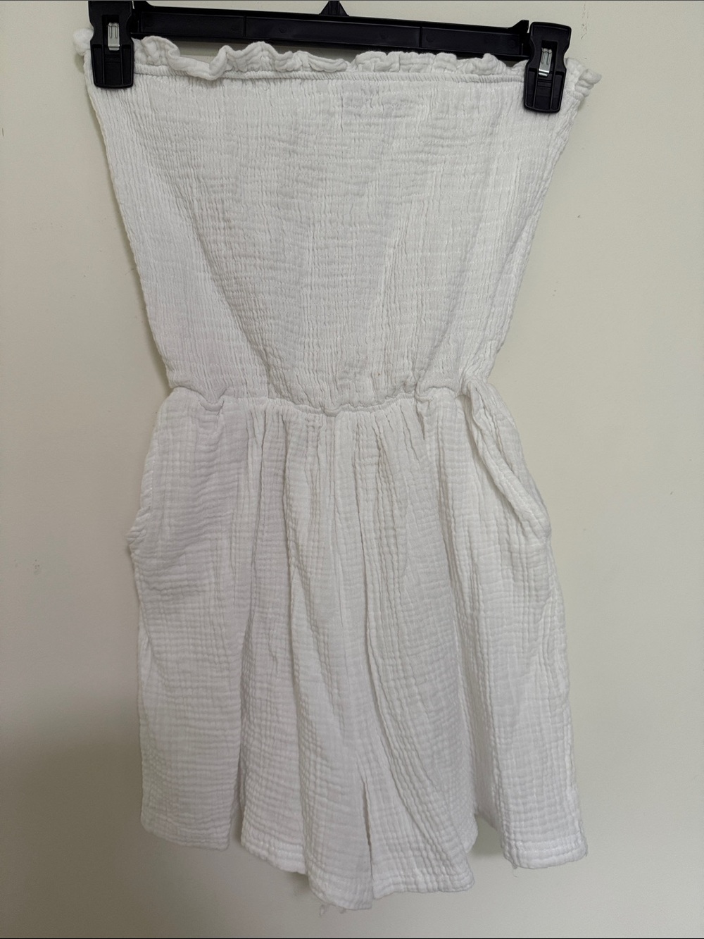 Love White Strapless Cotton Romper Dress for Kids